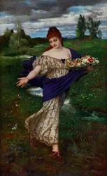 Flora, Blumen streuend